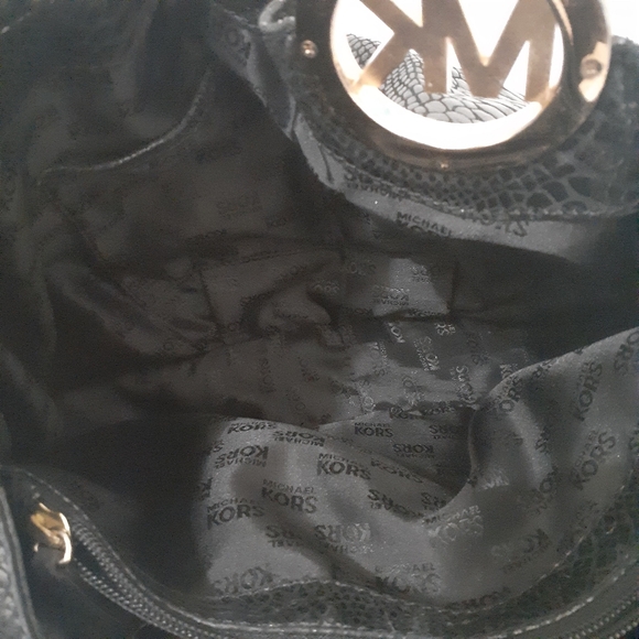 MK Black Handbag With Gold Accent - Picture 9 of 16